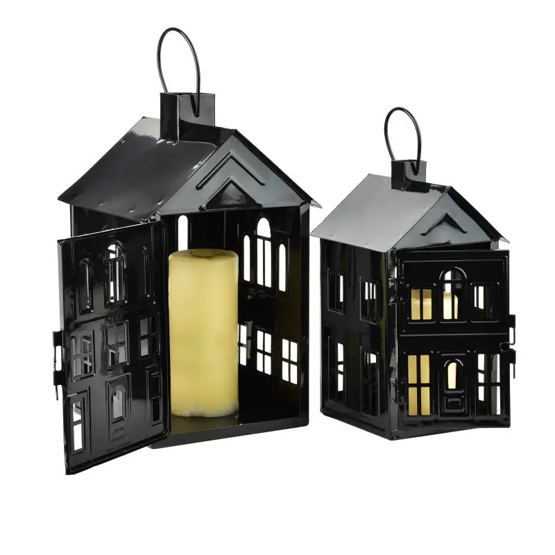 Domek lampion metalowy 14,8x14,3xh26,8cm ROGER czarny