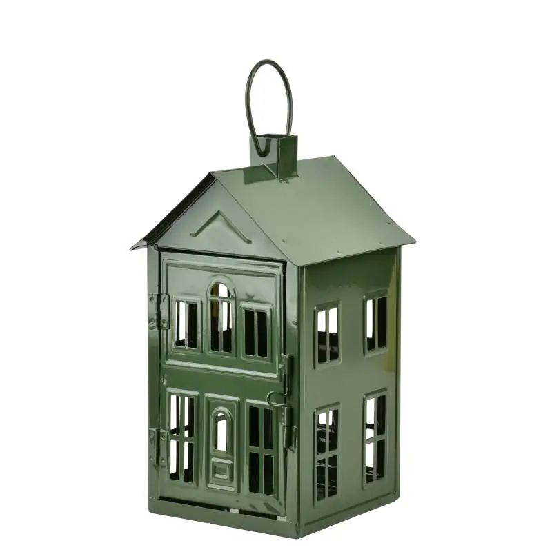 Domek lampion metalowy 14,8x14,3xh26,8cm ROGER zielony