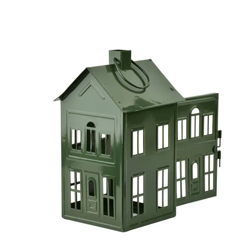 Domek lampion metalowy 14,8x14,3xh26,8cm ROGER zielony