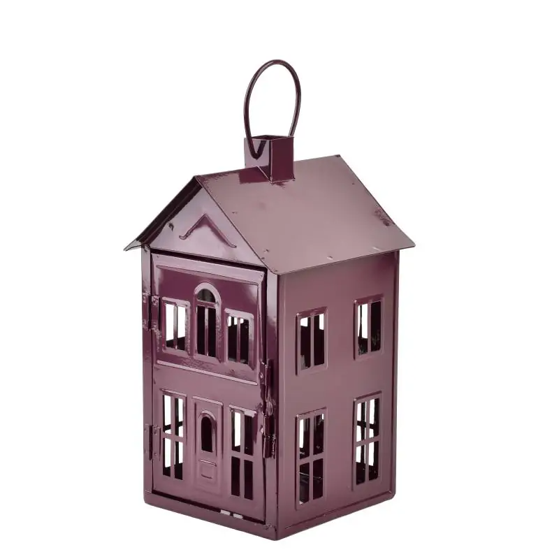 Domek lampion metalowy 14,8x14,3xh26,8cm ROGER fioletowy