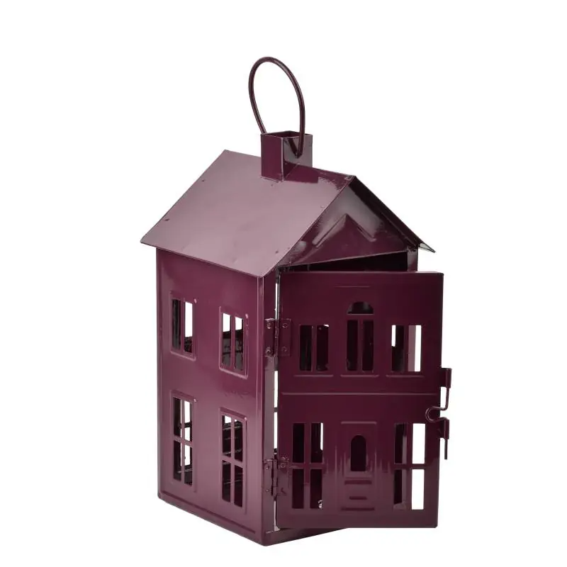 Domek lampion metalowy 14,8x14,3xh26,8cm ROGER fioletowy