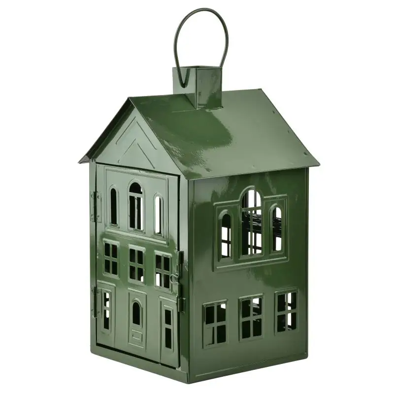 Domek lampion metalowy 20,3x20xh33,8cm ROGER zielony