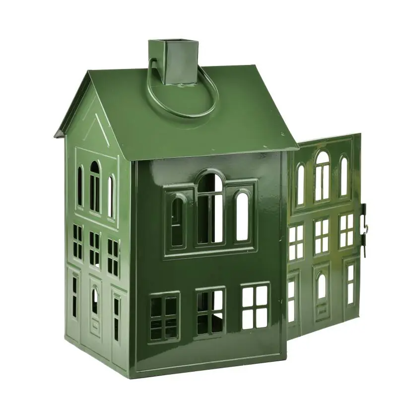 Domek lampion metalowy 20,3x20xh33,8cm ROGER zielony