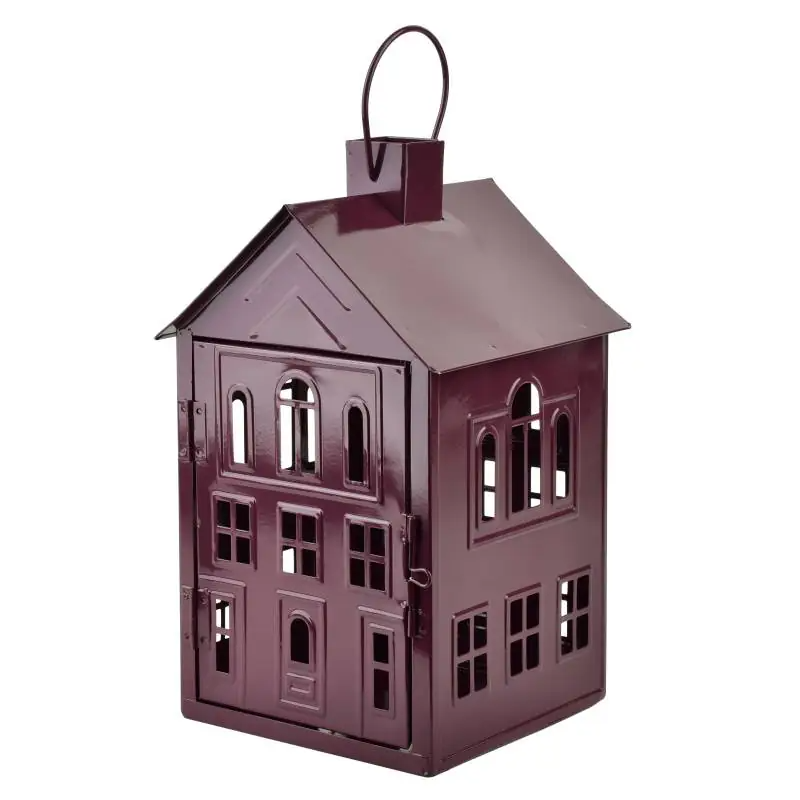 Domek lampion metalowy 20,3x20xh33,8cm ROGER fioletowy