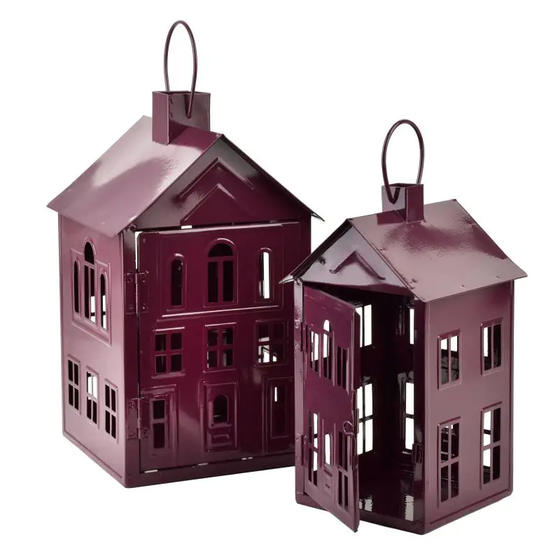 Domek lampion metalowy 20,3x20xh33,8cm ROGER fioletowy