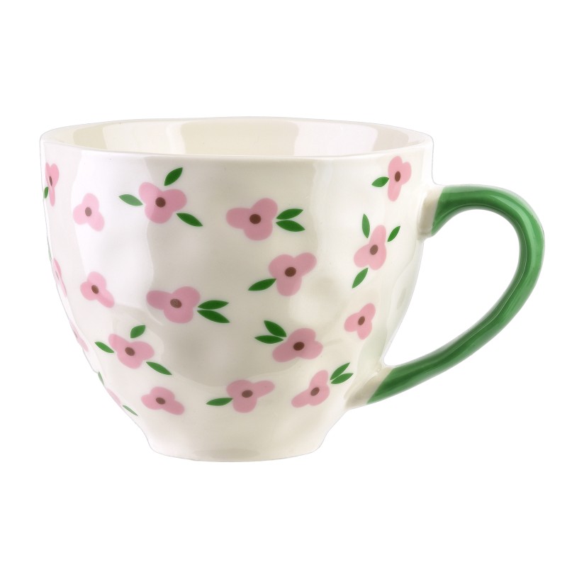 Kubek 400ml 11x15x9cm FLORELLA różowe kwiatki