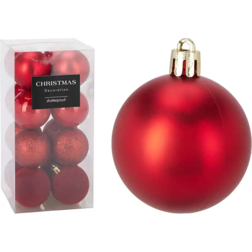 Komplet 16 bombek 5cm czerwone