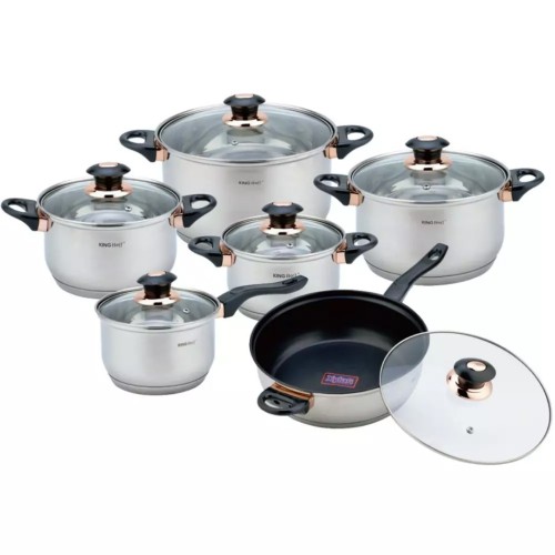 Zestaw garnków ze stali nierdzewnej 12 elementów KINGHOFF