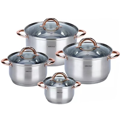 Zestaw garnków ze stali nierdzewnej  8 elem. KINGHOFF