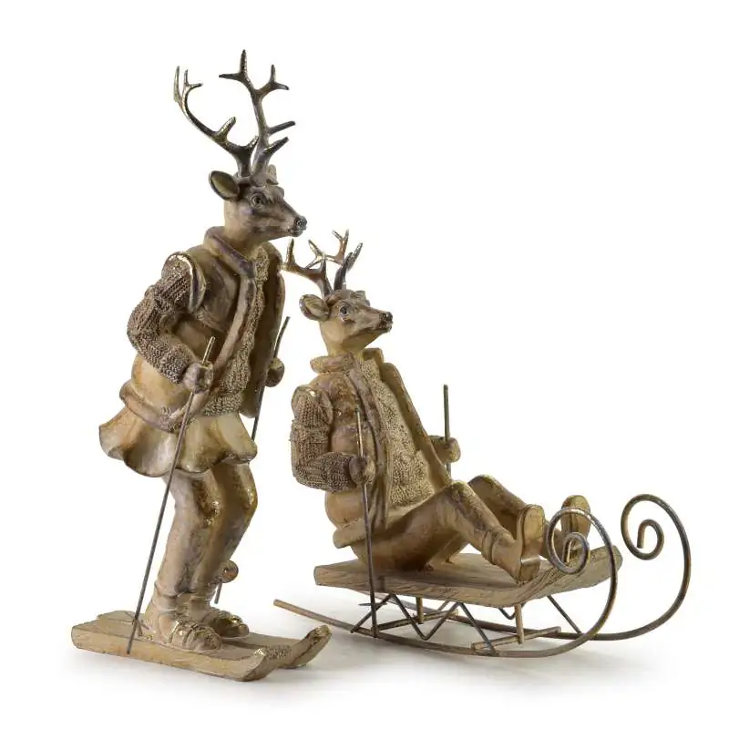 Figura Łoś na nartach 16x11x32,5cm SANTA LILA