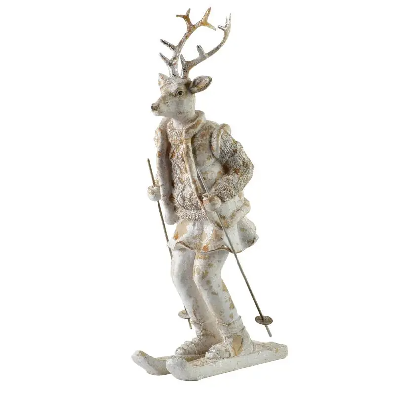 Figura Łoś na nartach16x11xh32,5cm SANTA LILA