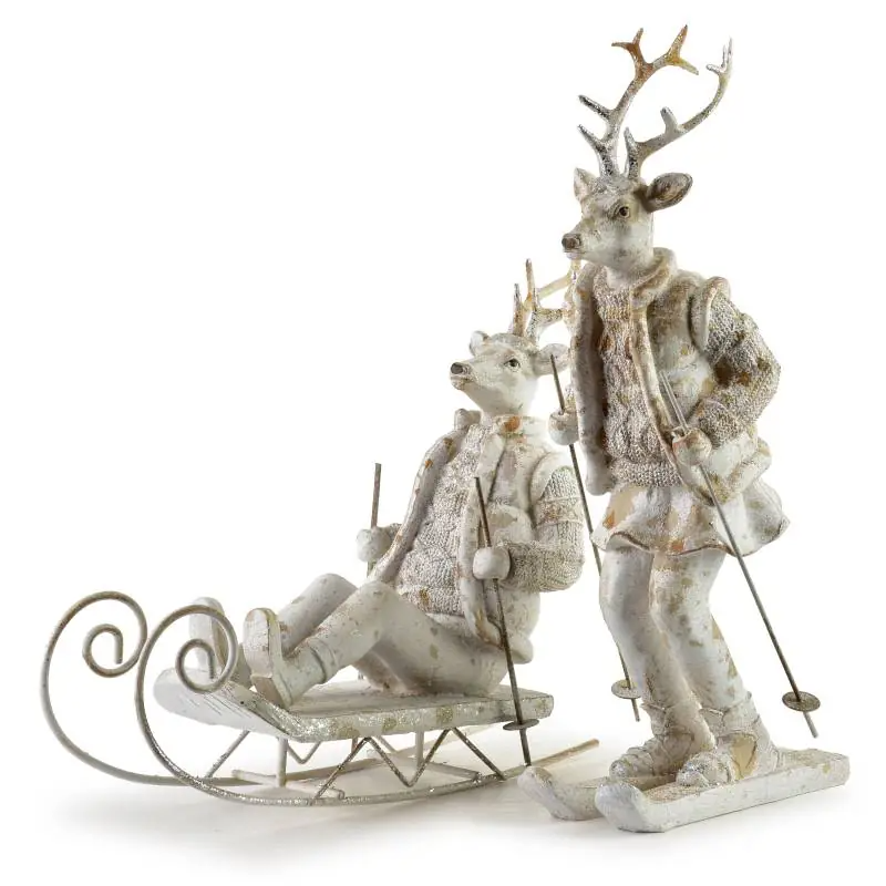 Figura Łoś na nartach16x11xh32,5cm SANTA LILA