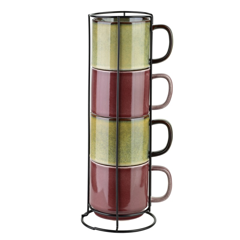 Komplet 4 kubków na stojaku 400ml EVIE