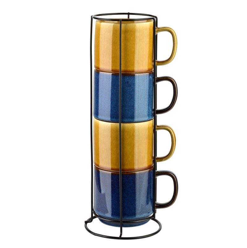 Komplet 4 kubków na stojaku 400ml EVIE