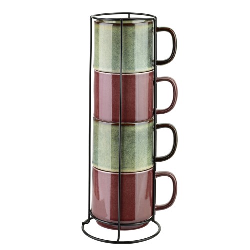 Komplet 4 kubków na stojaku 400ml EVIE