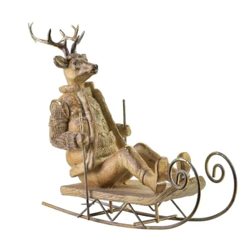 Figura renifer na saniach 29,5x10,5x23,5cm SANTA LILA