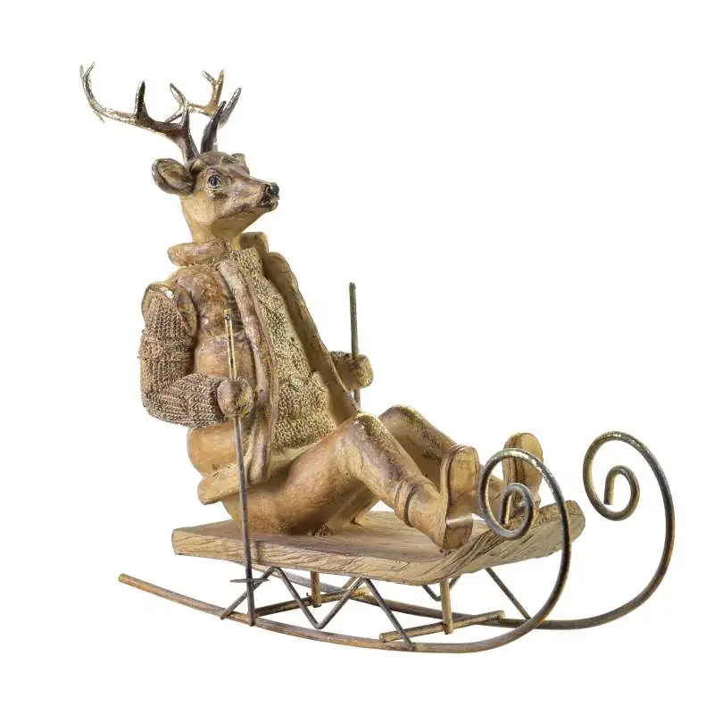 Figura renifer na saniach 29,5x10,5x23,5cm SANTA LILA