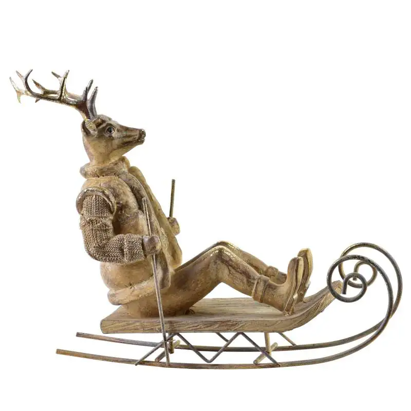 Figura renifer na saniach 29,5x10,5x23,5cm SANTA LILA
