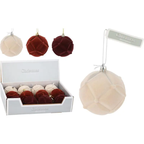 Bombka świąteczna 8cm zamsz 3 kolory