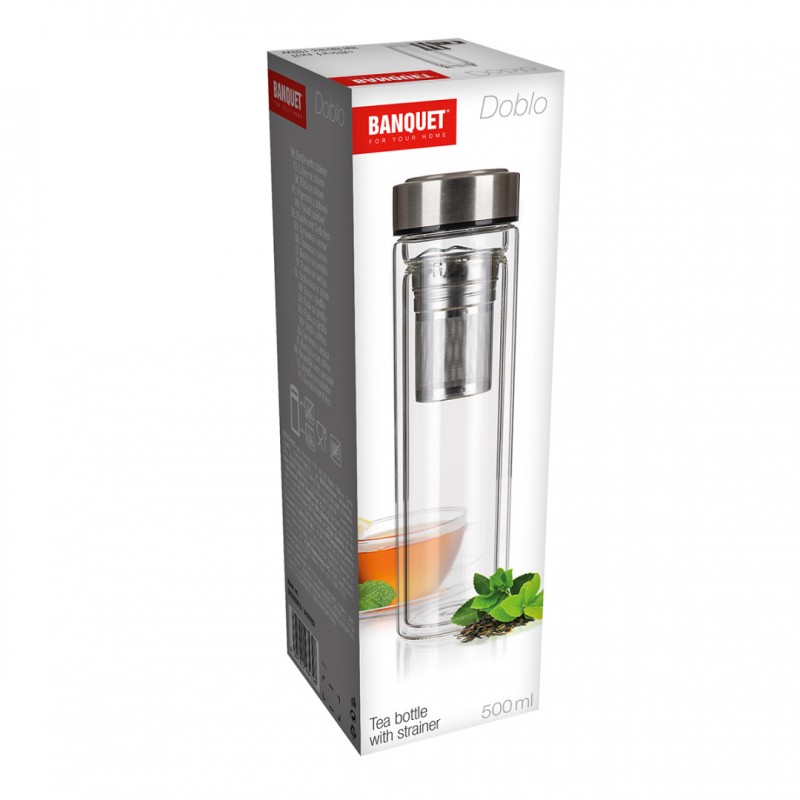 Termos zaparzacz szklany termiczny z podwójnymi ściankami 500ml BANQUET DOBLO