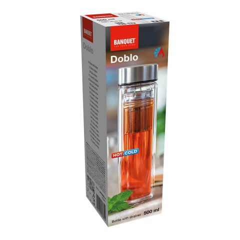 Termos zaparzacz szklany termiczny z podwójnymi ściankami 500ml BANQUET DOBLO