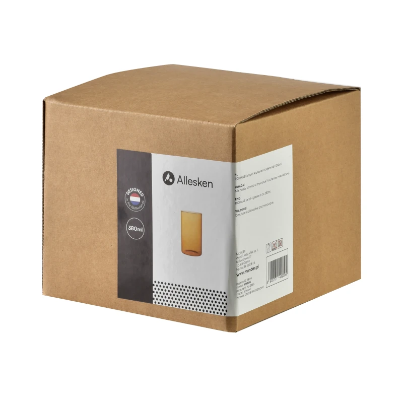 Komplet 4 szklanek 380ml borokrzemowe 7x7xh12cm ROMANE