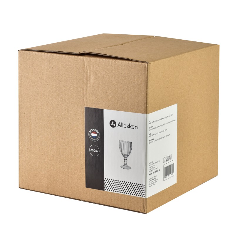 Komplet 4 kieliszków 300ml 9x9xh17cm ELISE STRIPES przezroczyste