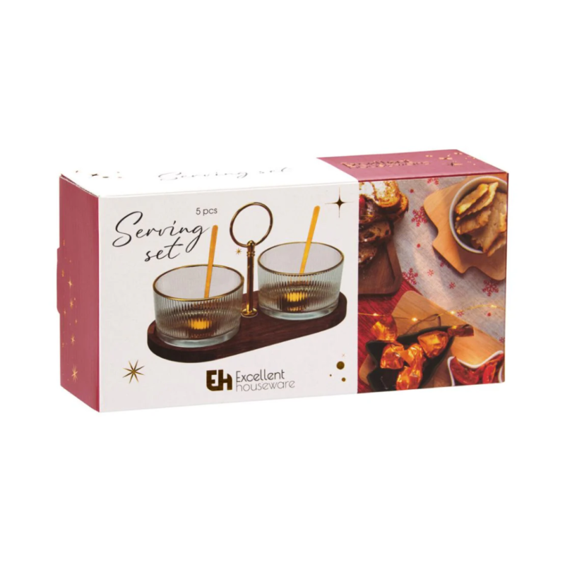 Komplet 2 szklanych miseczek do serwowania z łyżeczkami