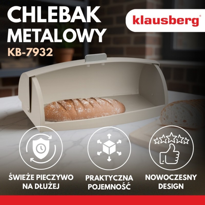 Chlebak pojemnik stalowy na pieczywo KLAUSBERG bezowy