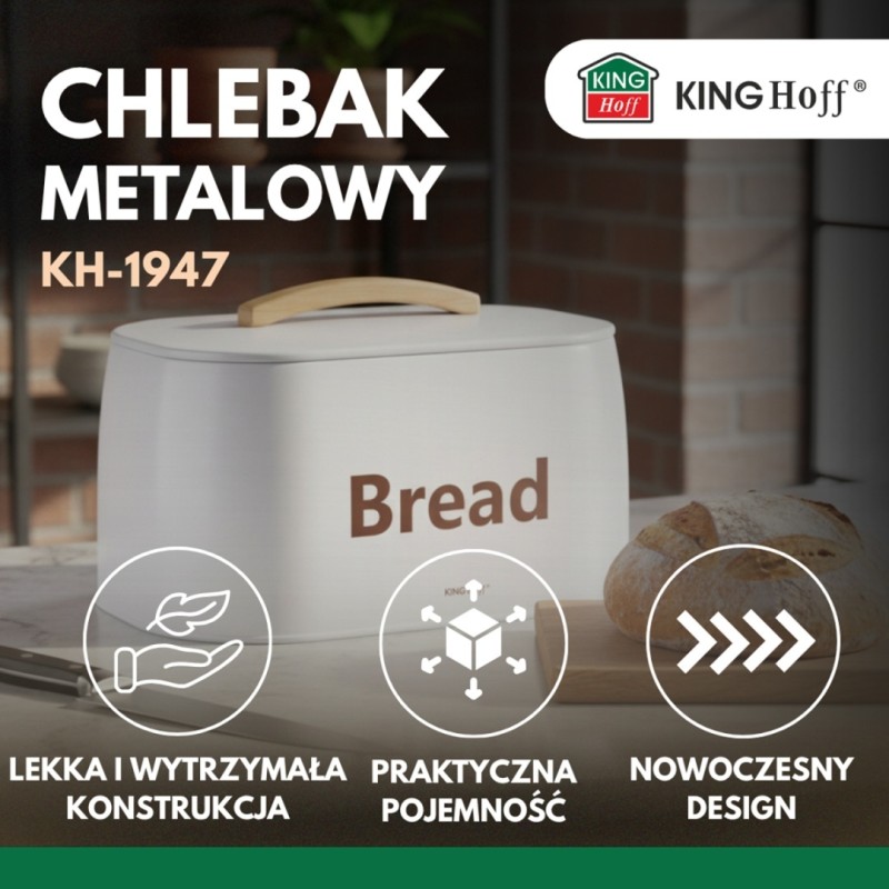 Chlebak pojemnik stalowy na pieczywo KINGHOFF biały