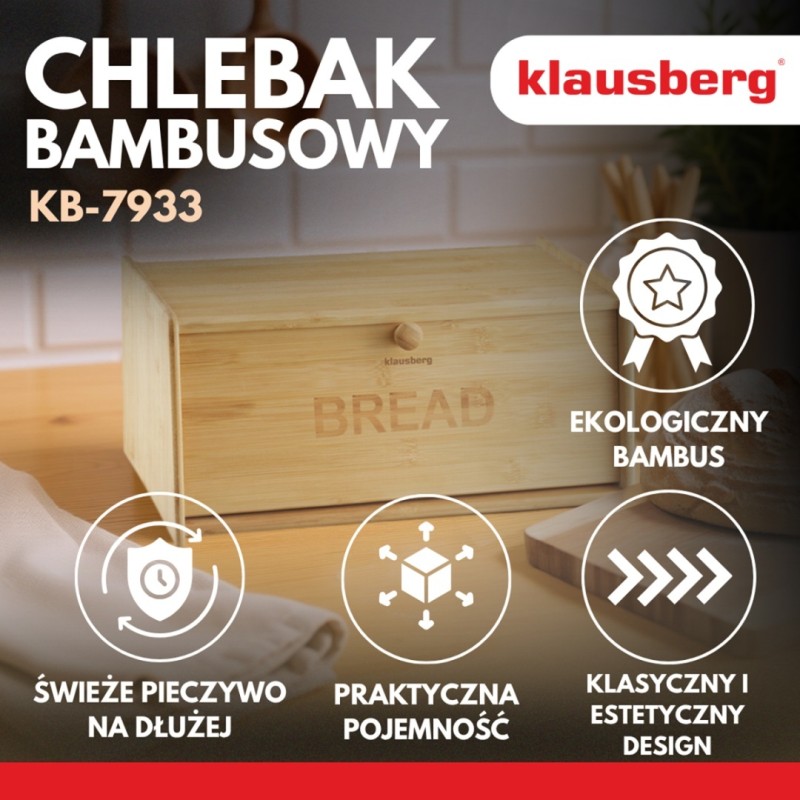Chlebak pojemnik bambusowy drewniany na pieczywo KLAUSBERG