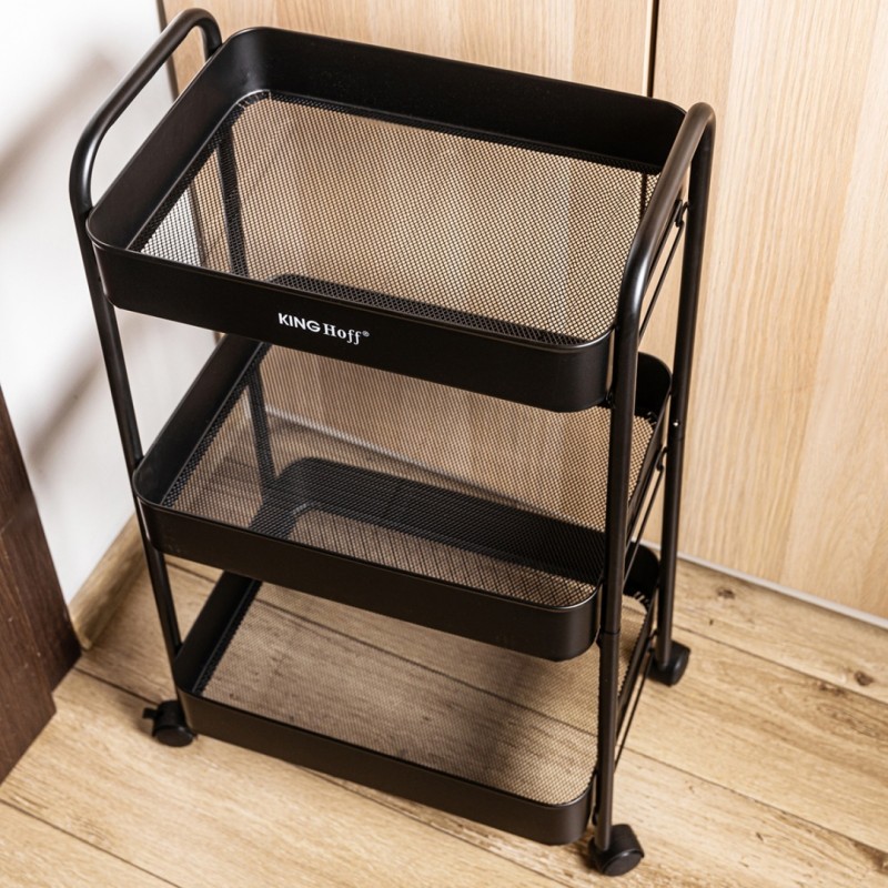 Regał barek mobilny na kółkach wielofunkcyjny KINGHOFF czarny