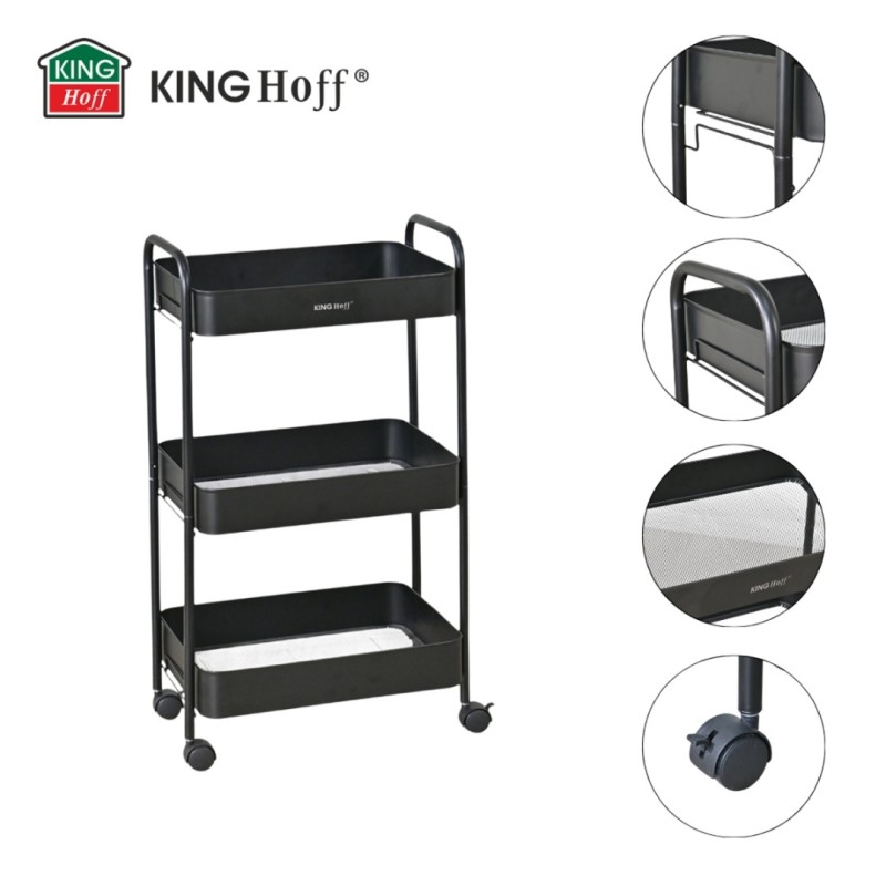 Regał barek mobilny na kółkach wielofunkcyjny KINGHOFF czarny