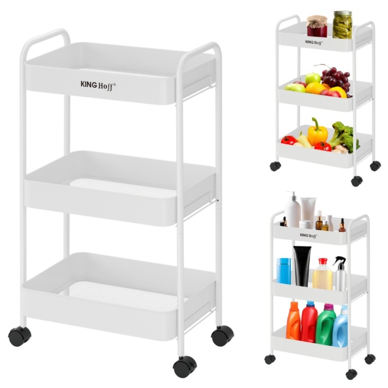 Regał barek mobilny na kółkach wielofunkcyjny KINGHOFF biały