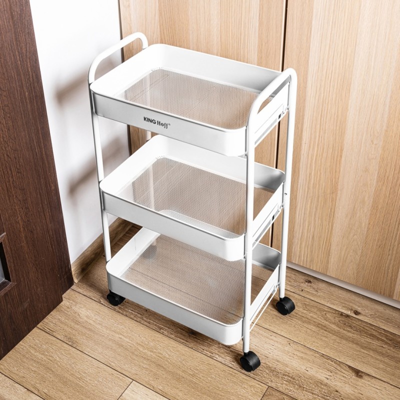 Regał barek mobilny na kółkach wielofunkcyjny KINGHOFF biały