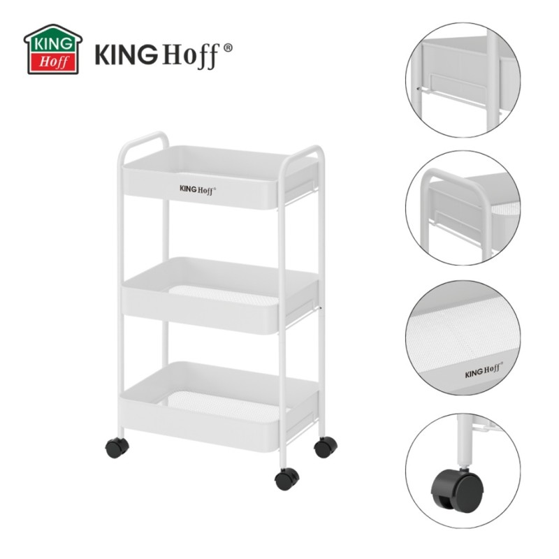 Regał barek mobilny na kółkach wielofunkcyjny KINGHOFF biały