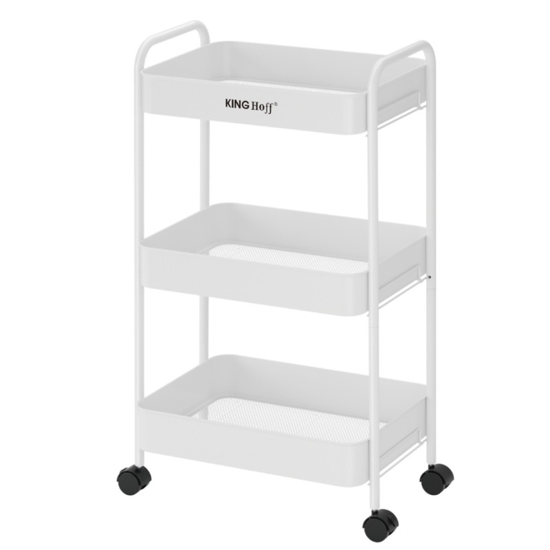 Regał barek mobilny na kółkach wielofunkcyjny KINGHOFF biały