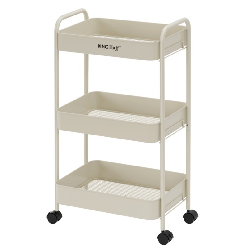 Regał barek mobilny na kółkach wielofunkcyjny KINGHOFF beżowy