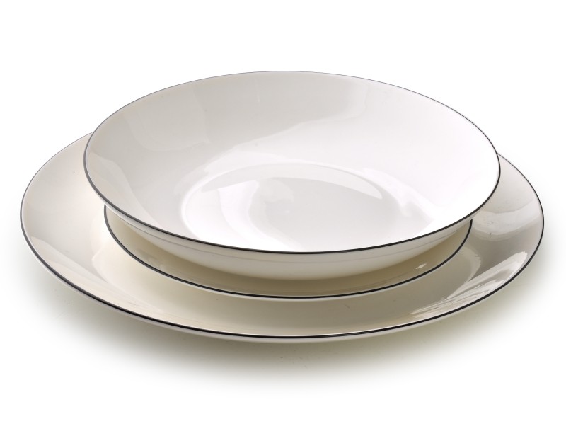 Komplet obiadowy 18 elementów LEA SIMPLE czarny pasek