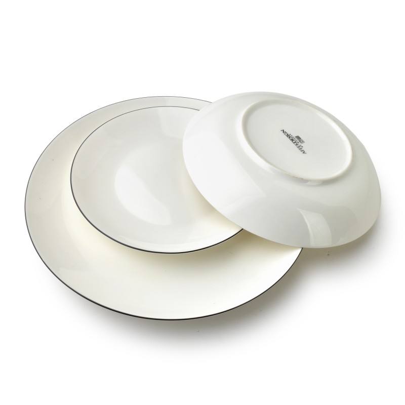 Komplet obiadowy 18 elementów LEA SIMPLE czarny pasek