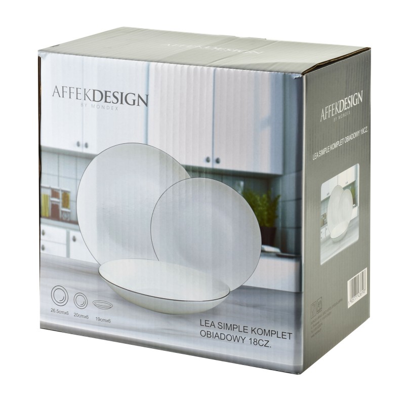 Komplet obiadowy 18 elementów LEA SIMPLE czarny pasek