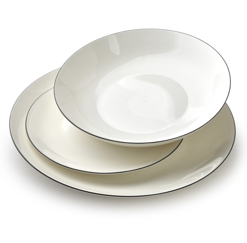 Komplet obiadowy 18 elementów LEA SIMPLE czarny pasek