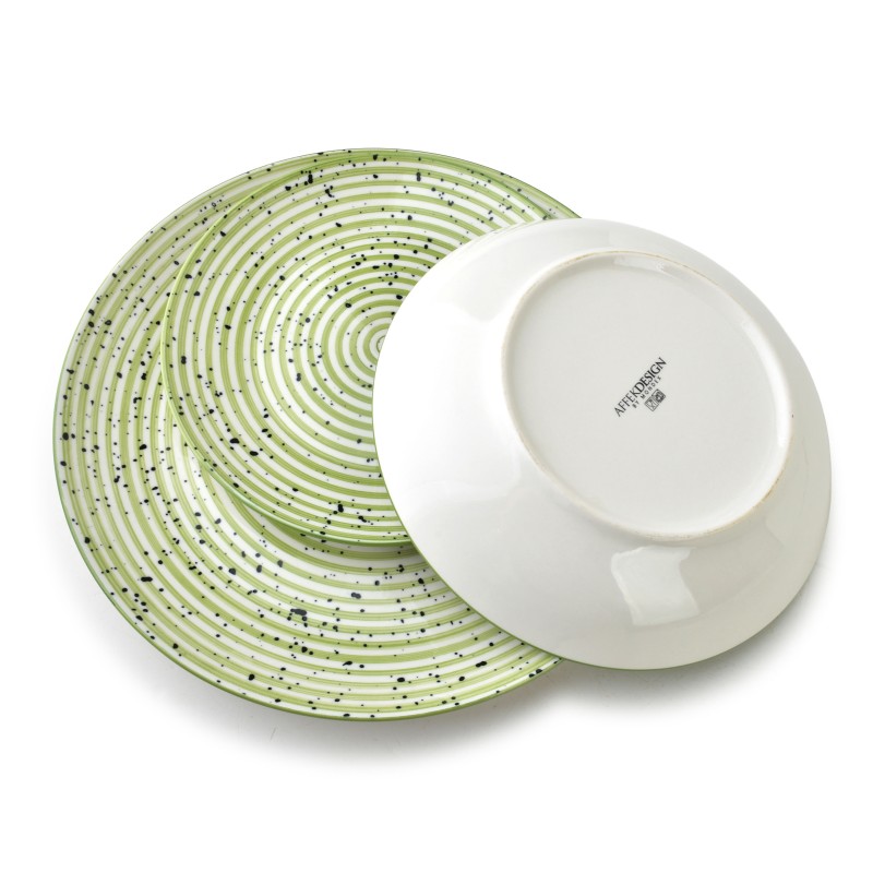 Komplet zestaw obiadowy 18 elementów STRIPES GREEN