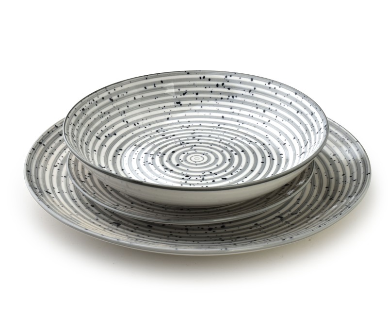 Komplet zestaw obiadowy 18 elementów STRIPES GREY