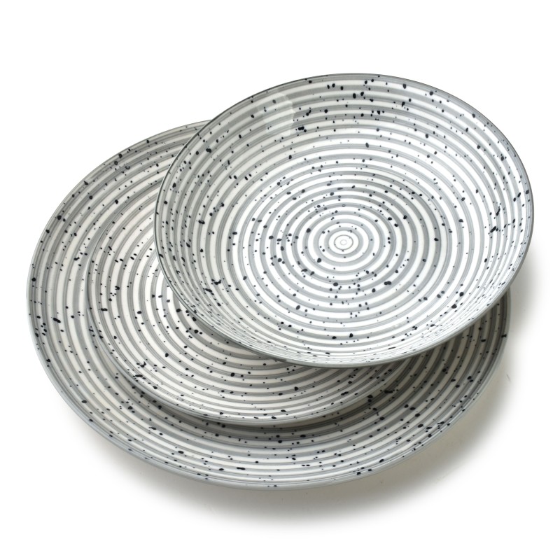 Komplet zestaw obiadowy 18 elementów STRIPES GREY