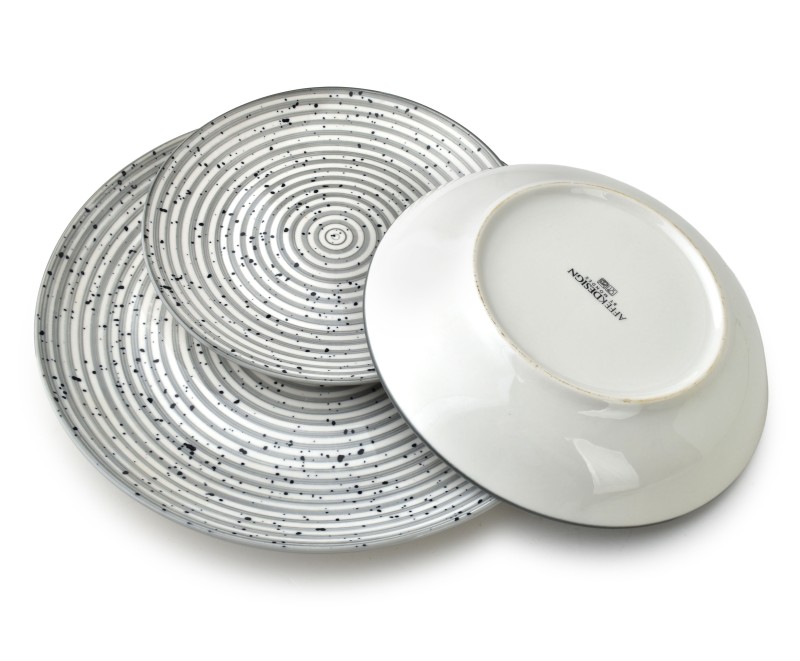 Komplet zestaw obiadowy 18 elementów STRIPES GREY