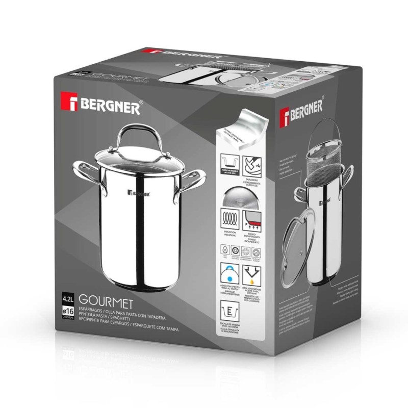 Garnek do gotowania szparagów spaghetti 4,2L BERGNER GOURMET LINE