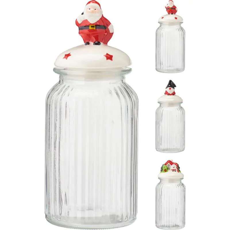 Świąteczny słoik do przechowywania 1250ml z ceramiczną pokrywą