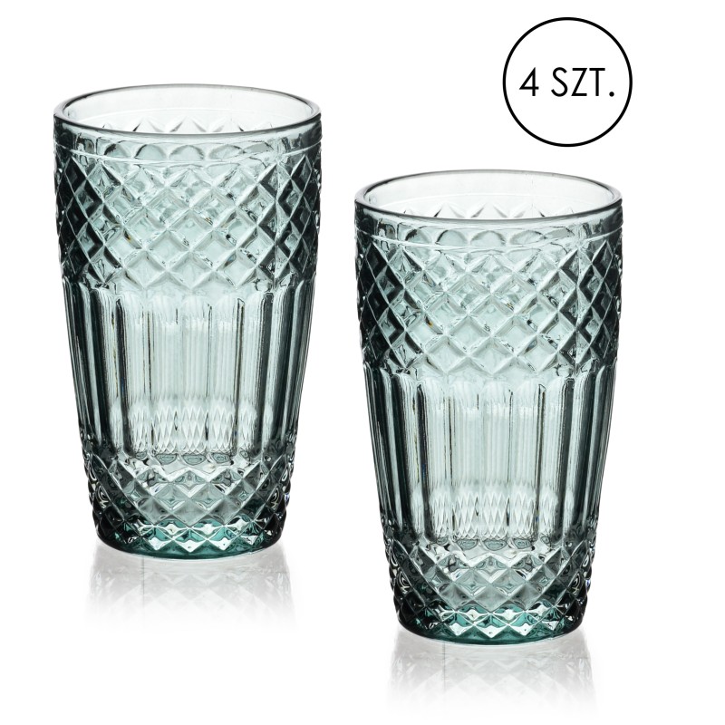 Komplet 4 szklanek 370ml 8x6x12 cm ELLA GREEN