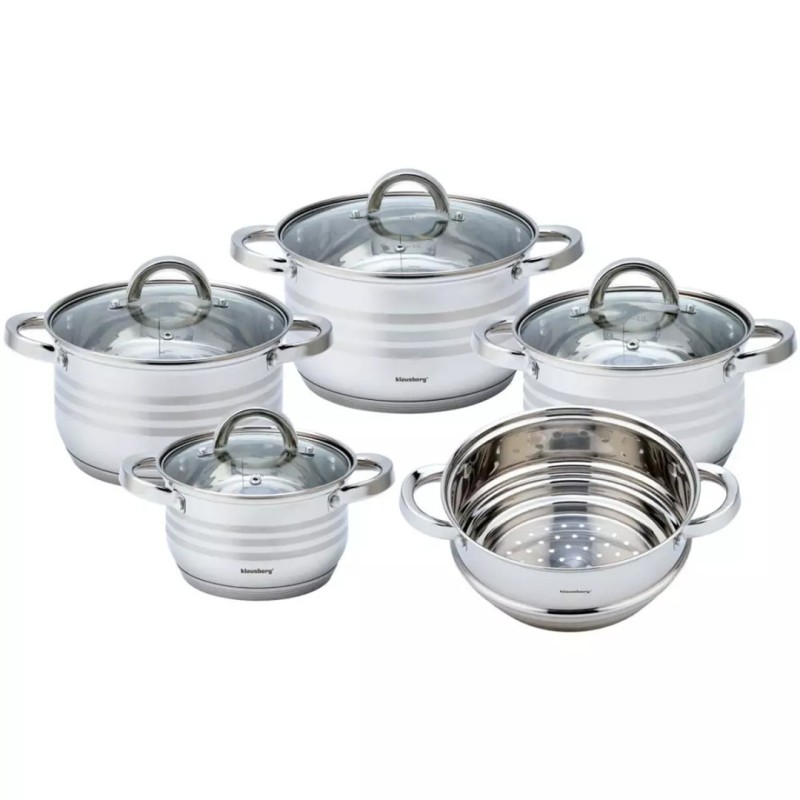 Zestaw 4 garnków ze stali nierdzewnej KLAUSBERG z wkładem do gotowania na parze